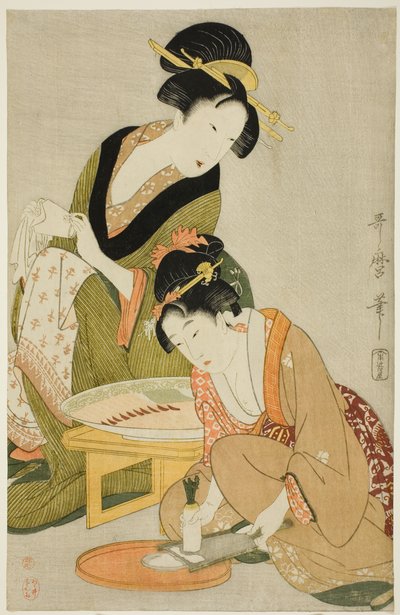 Forberedelse af et måltid af Kitagawa Utamaro
