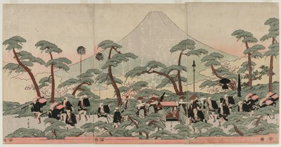 Procession ved foden af Fuji-bjerget af Kitagawa Utamaro