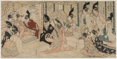 Scene tilpasset fra stykket The Treasury of Loyal Retainers (Chushingura) af Kitagawa Utamaro