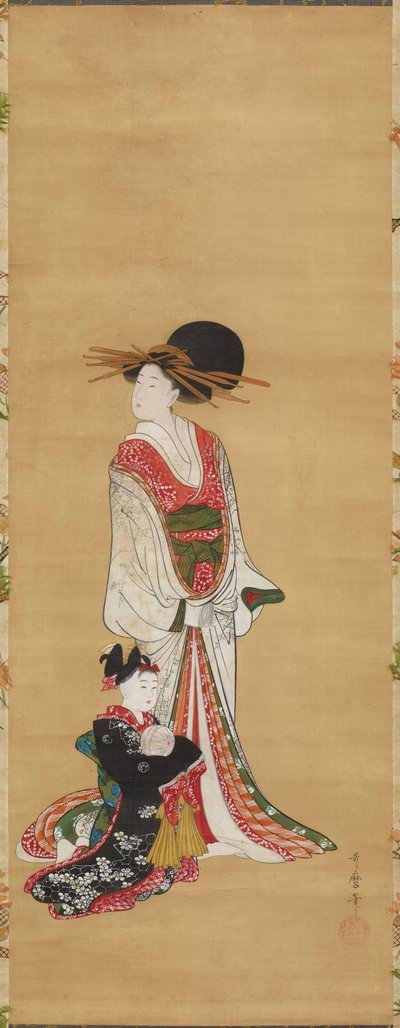 Stehende Kurtisane und Kamuro af Kitagawa Utamaro