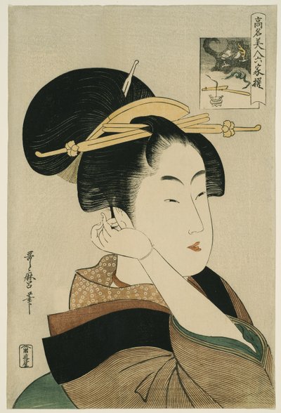 Tatsumi Roko, fra serien "Renowned Beauties Likened to the Six Immortal Poets" ("Komei bijin rokkasen") af Kitagawa Utamaro