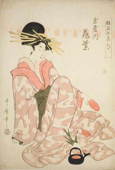 Courtesanen Hanamurasaki fra Tamaya, fra serien "Courtesans of the Five Festivals (Yukun gosekku)" af Kitagawa Utamaro