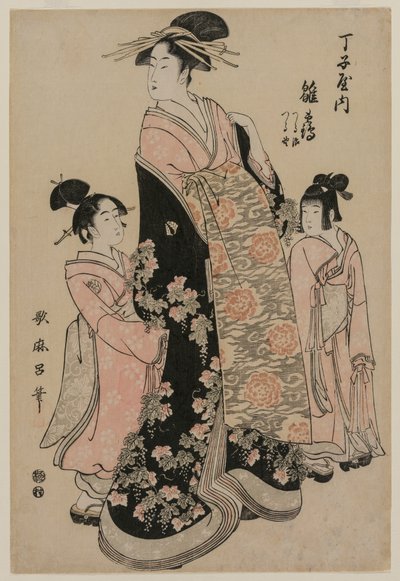 Te-san, Mr. Hinatsuru, når det er tid til at gå med det, Ah, Tendans, Tsurujis idé, Tsuruno af Kitagawa Utamaro