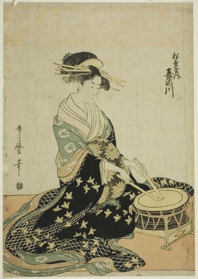 Courtesan Kisegawa fra Matsubaya, fra en unavngiven serie af kurtisaner fra Matsubaya som fem musikere af Kitagawa Utamaro