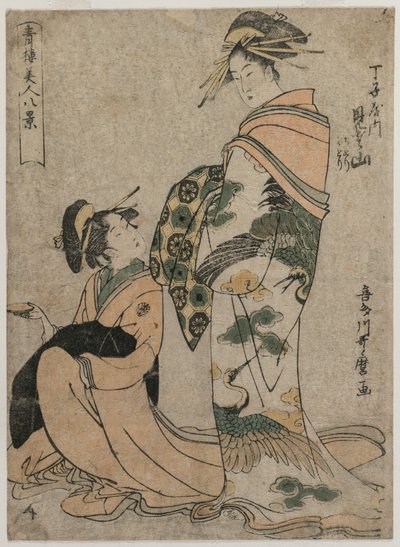 Kurtisanen Misyama fra Chojiya (fra serien Eight Views of Beautiful Women of the Green Houses) af Kitagawa Utamaro