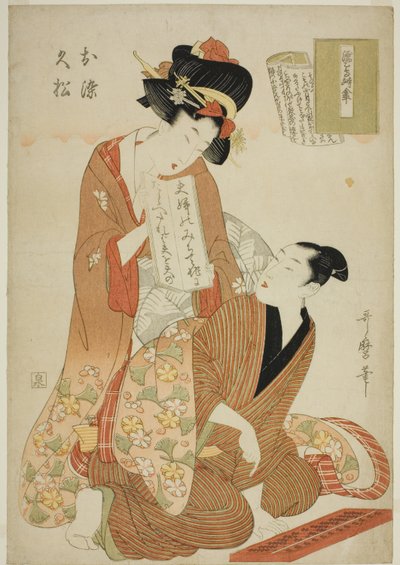 Te Tokoro Ruri, Wet Swallow Negura Kara Paraply, fra Te-seriens Tokoro Ruri B Letch (Onna Rully Book) (Wet Swallow Negura Kara Paraply, sen, Hisamatsu) af Kitagawa Utamaro
