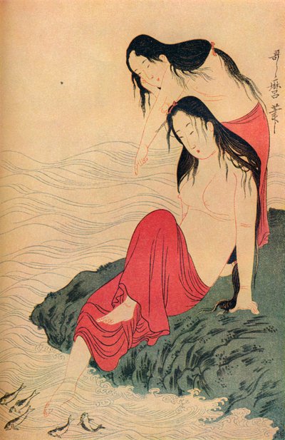 Venstre hånd og sidste panel af The Pearl Divers triptykon, c1797-98, 1936. af Kitagawa Utamaro
