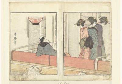 Teater lodge Et kig bag kulisserne på skuespillerne (serietitel) Yakusha gakuya tsu (serietitel) af Kitagawa Utamaro
