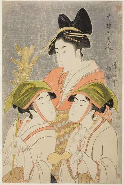 Three Beautiers of Yoshiwara af Kitagawa Utamaro