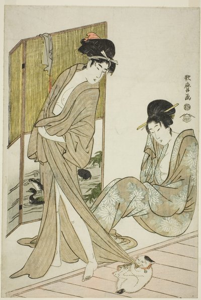To unge kvinder efter et bad af Kitagawa Utamaro