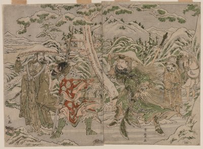 Vinterscene fra Romance of the Three Kingdoms, ca. 1790. af Kitagawa Utamaro