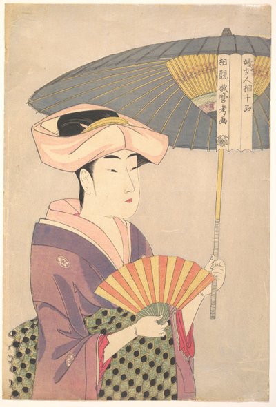 Woman Holding Up a Parasol, fra serien Ten Types in the Physiognomic Study of Women, ca. 1793 af Kitagawa Utamaro