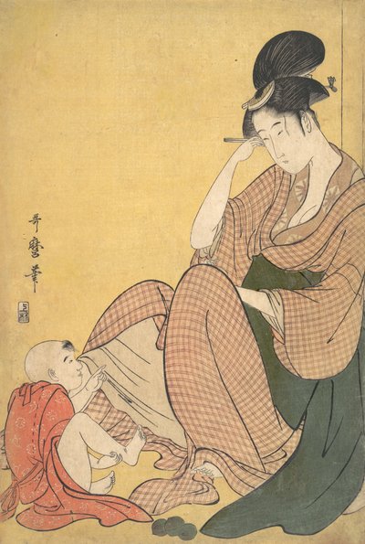 Kvinde og barn, ca. 1794-95. af Kitagawa Utamaro