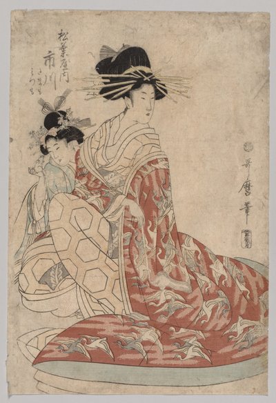 Kvinde fra Yoshiwara med pige, 1753-1806. af Kitagawa Utamaro