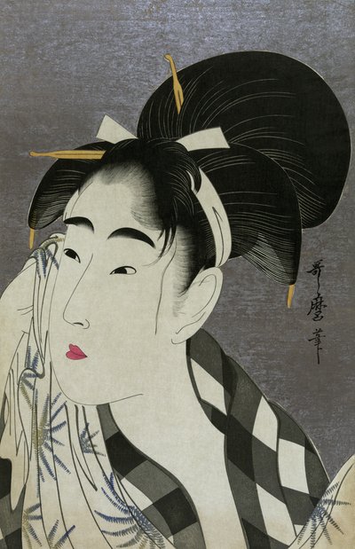 Kvinde tørrer sved, 1798 af Kitagawa Utamaro