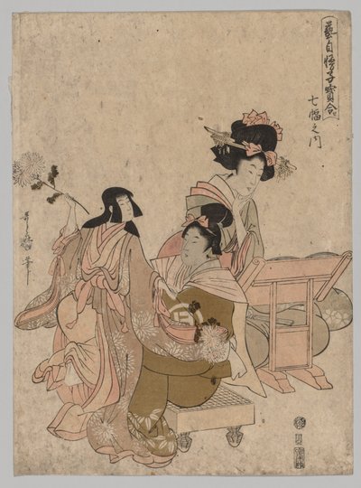Bunraku Puppetry fra serien Competition of Precious Children Proud of their Arts, Among Seven Scrolls af Kitagawa Utamaro II