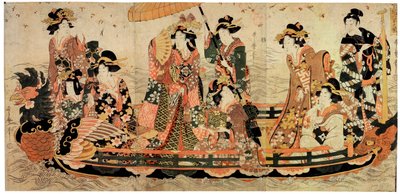 Cherry Blossom Viewing Hanami, begyndelsen af det 19. århundrede. af Kitagawa Utamaro II