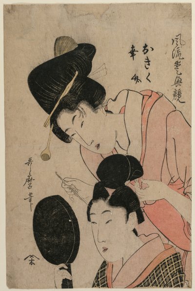 The Lovers Okiku og Kozuke (fra serien An Elegant Comparison of Charming Features) af Kitagawa Utamaro II