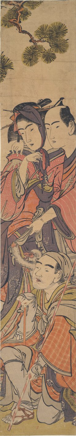 Oshun og Dembei leger med aben på Yojir? af Kitao Masanobu