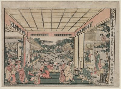 Chushingura: Akt VII fra serien Perspective Pictures for The Treasure House of Loyalty, ca. 17 af Kitao Masayoshi