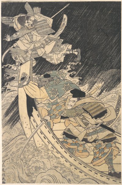 Minamoto Yoshitsune og hans beholder, munken Benkei..., slutningen af det 18. århundrede. af Kitao Masayoshi