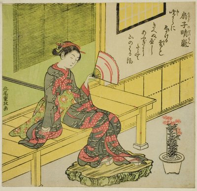Fjerner brise fra en ventilator (Ogi no seiran) af Kitao Shigemasa