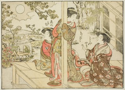 Kurtisaner fra Yotsumaya, fra bogen "Mirror of Beautiful Women of the Pleasure Quarters (Seiro bijin awase sugata kagami)," vol. 2 af Kitao Shigemasa