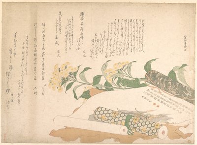 Tusindfryd og to makimono af Kitao Shigemasa
