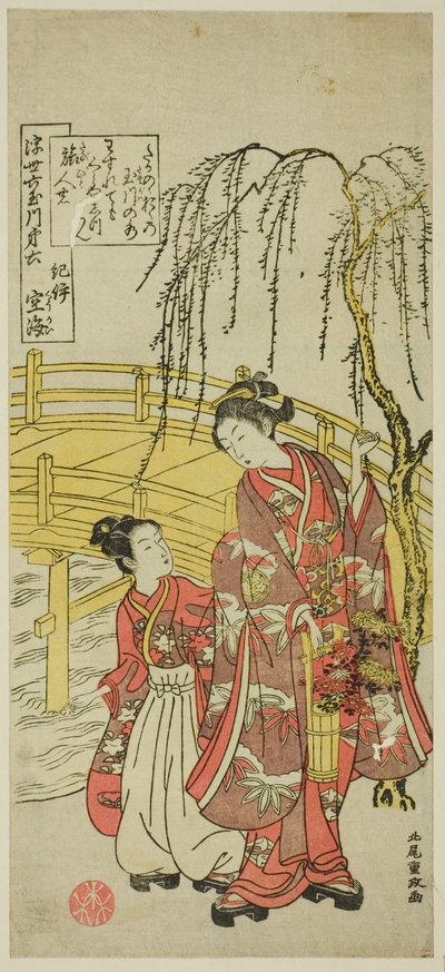 Nr. 6: Tama River of Koyasan i Kii-provinsen, fra serien "Six Jewel Rivers of the Floating World (Ukiyo Mu Tamagawa)" af Kitao Shigemasa
