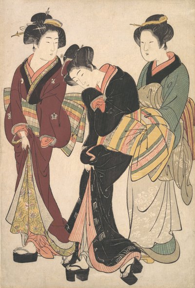 To geishaer og en stuepige, ca. 1790. af Kitao Shigemasa