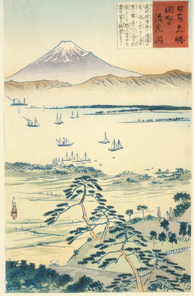 Udsigt over Fuji fra Kiyomigatas kyst af Kiyochika Kobayashi