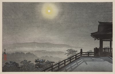 Kølig måneaften på Kiyomizudo i den østlige hovedstad (T?to Kiyomizud? hiya tsukiyo) (træbloktryk i farver) af Kiyochika Kobayashi