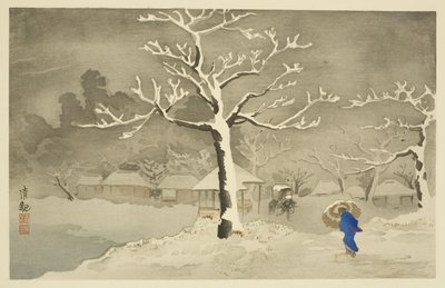 Nedre dæmning ved Mimeguri, Mukojima (træblok i farver) af Kiyochika Kobayashi