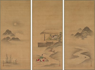 Minamoto no Nakakuni besøger Lady Kogō af Kiyohara Yukinobu
