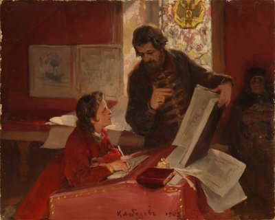 Nikita Zotov underviser unge Peter I, 1902 af Klavdiy Vasilievich Lebedev
