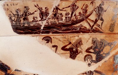 Afbarkning fra Thesee til Delos, detalje af halsen mod B øvre register - 