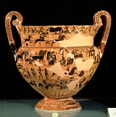 Side B af Francois-vasen, lavet af Ergotimos (fl.575-560 f.Kr.) ca. 570 f.Kr. (keramik) af Kleitias Kleitias