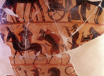 Hephaistos (Hephaistos) tilbagevenden i Olympus - detalje af ruden, forreste B nederste register - 