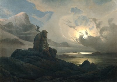Kystlandskab med person af Knud Andreassen Baade
