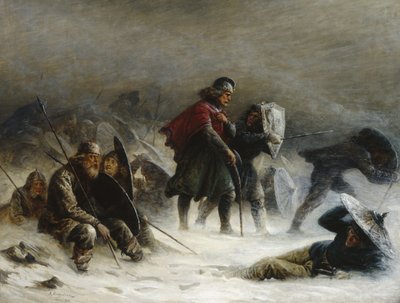 Kong Sverre i snestorm i Vossbjergene af Knud Bergslien