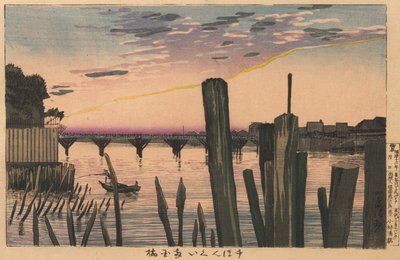 Molerpæle og Ryōgoku-broen af Kobayashi Kiyochika