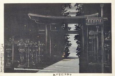 Aften ved Tōshōgū-helligdommen, Ueno, Tokyo af Kobayashi Kiyochika