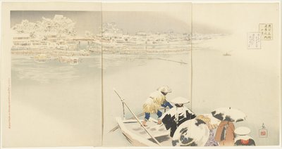 Februar: Matsuchiyanma Hill i skumringen i sne, marts 1896 af Kobayashi Kiyochika