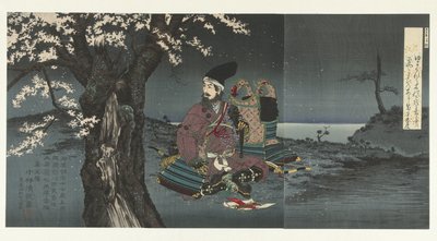 Taira no Tadanori under et kirsebærtræ af Kobayashi Kiyochika