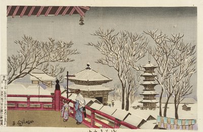 Sensōji-templet i sne af Kobayashi Kiyochika