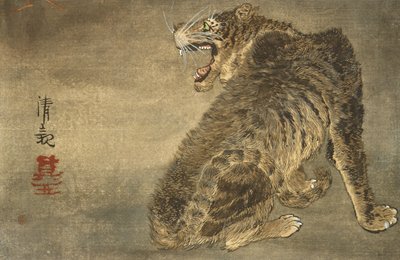 Tiger og lyn af Kobayashi Kiyochika
