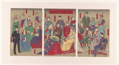 Fremvisning af traditionelle kostumer i alle lande Bankoku isho kagami (titel på objekt) af Kobayashi Kiyochika