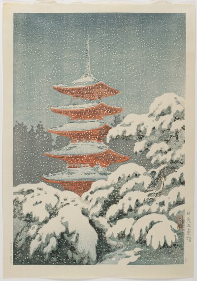 Fem-etagers Pagoda ved Nikko_-helligdommen, ca. 1930-1940 af Koitsu Tsuchiya