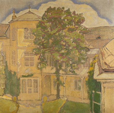 Blomstrende kastanjetræ i haven; Blomstrende kastanjetræ i haven, af Koloman Moser