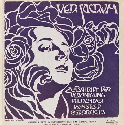 Forside til det 4. nummer i 1899 af Ver Sacrum, tidsskriftet for kunstnerne i Art Nouveau Sezession-bevægelsen ... af Koloman Moser